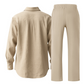 Men's Linen Blend Long Sleeve Shirt & Pants Set