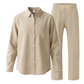 Men's Linen Blend Long Sleeve Shirt & Pants Set