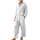 Men's Linen Blend Long Sleeve Shirt & Pants Set