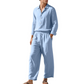 Men's Linen Blend Long Sleeve Shirt & Pants Set