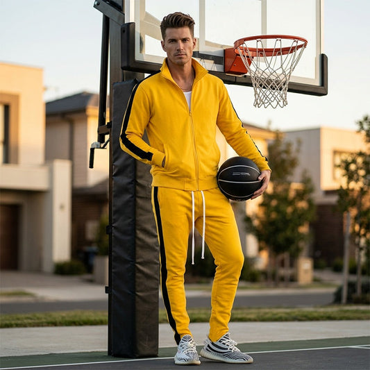 Men's Striped Athletic Jacket & Pants 2-Piece Set