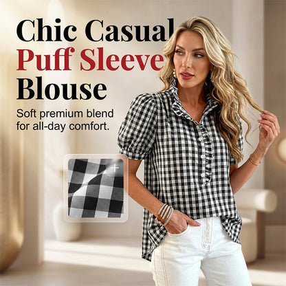 🔥 HOT SALE 49%👚 Women's Casual Ruffled Puff Sleeve Top