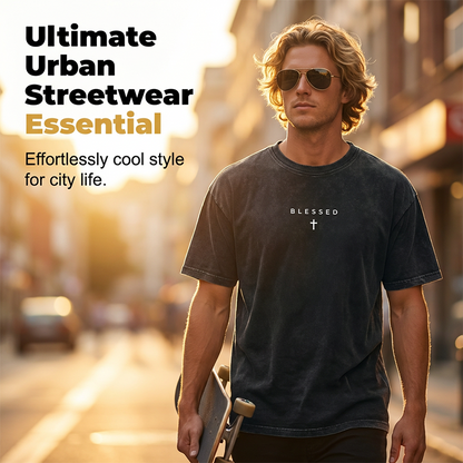 🔥2026 New Arrival ＆ Hot Sale🔥Men's Vintage T-Shirt with Cross & Letter Print – Soft Cotton, Relaxed Fit & Perfect for a Classic Casual Look 🏠