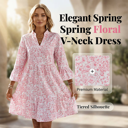 🌸Spring Sale 50%OFF🌸Women's Floral Print V-Neck Tiered Dress
