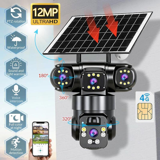 📢📢40% OFF !!!⏰6K 9MP Outdoor Wi-Fi Security Camera | 10x Zoom, 3 Lenses, 360° PTZ | IP66 Waterproof, Color Night Vision, Two-Way Audio, Motion Tracking