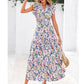 Women's Floral Print Dress with Flutter Sleeve
