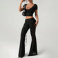 💕LIMITED TIME 55% OFF!🔥🌹👖 Women's Ruched Lace Panel Flare Pantss✨