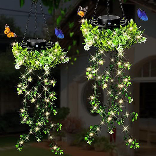 🌿50% OFF!🪴Solar Hanging Grass Light – Realistic Foliage, Warm White, IP65 ✨