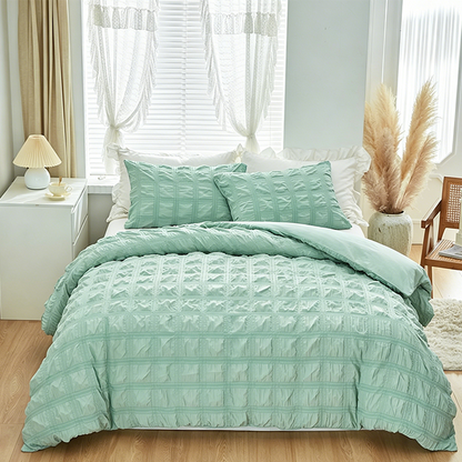 🛌✨ 3-Piece Pintuck Textured Duvet Cover Set – Sophisticated Elegance, Coordinated Look, Easy Care 🍃