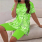 🌈✨ FLASH SALE 56% OFF! 👚 Women’s Printed Tunic Top & Shorts Set – Relaxed Fit, Side Slit Design & Bold All-Over Prints 🩳