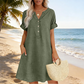 Women's Casual V-Neck Tunic Dress with Pockets