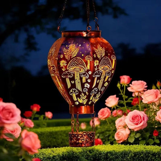 🎈Solar Hot Air Balloon Lantern – Auto-On, Hollow-Out Projection, Weatherproof 🌿