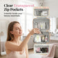 🔥🔥Hot seller recently!🥳Striped Hanging Toiletry Bag – 4 Transparent Compartments, Water-Resistant, Foldable Tote with Hook, Travel Organiser for Cosmetics & Toiletries, Multiple Colours