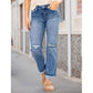 👖 50% OFF! ✨ Women's Ripped Straight-Leg Jeans – High-Waist, Distressed, Stretchy 🆒