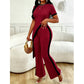 Women's Short Sleeve Top & Flared Pants Set