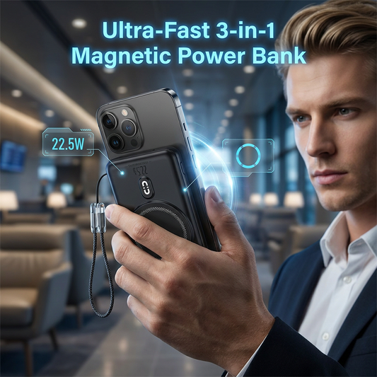 ⏳Limited-time 50% off⏰3-in-1 Magnetic Power Bank with Built-In Cable🔋📱