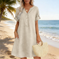 👗Last Day Special Price ￡17.99!!✨Women's Casual V-Neck Cotton Linen Dress with Pockets