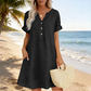 👗Last Day Special Price ￡17.99!!✨Women's Casual V-Neck Cotton Linen Dress with Pockets