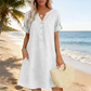 👗Last Day Special Price ￡17.99!!✨Women's Casual V-Neck Cotton Linen Dress with Pockets