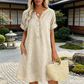 👗Last Day Special Price ￡17.99!!✨Women's Casual V-Neck Cotton Linen Dress with Pockets