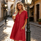 👗Last Day Special Price ￡17.99!!✨Women's Casual V-Neck Cotton Linen Dress with Pockets