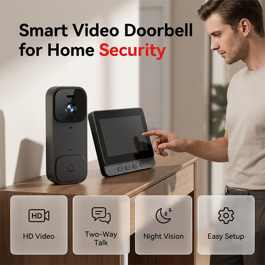 🚪 Easy-Install Video Doorbell with 4.3" Monitor — No Drilling, Long Battery Life