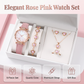 Women‘s 5-Piece Quartz Watch & Jewelry Set – Elegant Dress Watch with Floral Pattern, Matching Bracelet, Necklace, Earrings & Ring – Perfect for Birthday, Anniversary, Mother’s Day