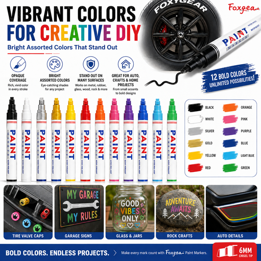 Waterproof Paint Marker Set – 12 Colors for Tire Lettering & DIY