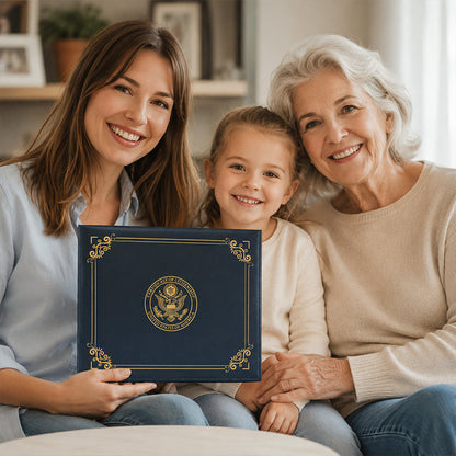 📢📢40% OFF !! ⏰United States Birth Certificate Holder Elegant Gold Foil Protective Cover