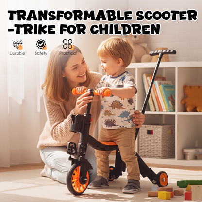 Multifunctional convertible 3-wheel scooter for kids