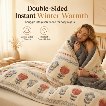 🔥 50% OFF ❄️ Double-Sided Sherpa Fleece Comforter – Thick Warm Winter Quilt, Soft Velvet Feel for Cozy Bedroom Bedding 🛏️✨