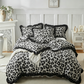 Leopard Print Ruffled Duvet Cover Set