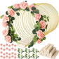 Gold Metal Floral Hoop Centerpiece with Wooden Stand