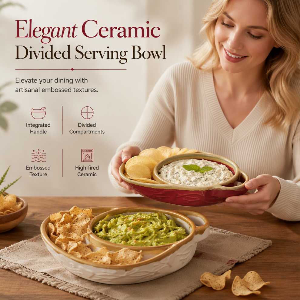 Retro Ceramic Divided Baking Dish with Single Handle – shopingmally