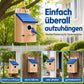 ✨ Weatherproof Wooden Outdoor Bird House – Solid Thickened Natural Timber with Sky Blue Slanted Roof, Predator-Safe Metal Reinforced Entry Guard & Round Resting Perch – 15×15×22cm for Bluebirds Wrens Finches & Songbirds 🏡