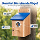 ✨ Weatherproof Wooden Outdoor Bird House – Solid Thickened Natural Timber with Sky Blue Slanted Roof, Predator-Safe Metal Reinforced Entry Guard & Round Resting Perch – 15×15×22cm for Bluebirds Wrens Finches & Songbirds 🏡