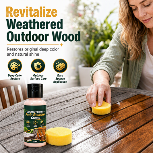 30ml Outdoor Wood Furniture Color Restorer Care Cream with Sponge for Table and Chair Renovation and Sun Protection