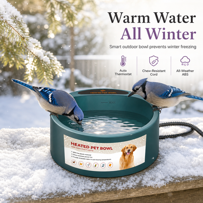 Heated Pet Bowl for Dogs Cats and Birds Automatic Constant Temperature Water and Food Bowl for Indoor and Outdoor Use